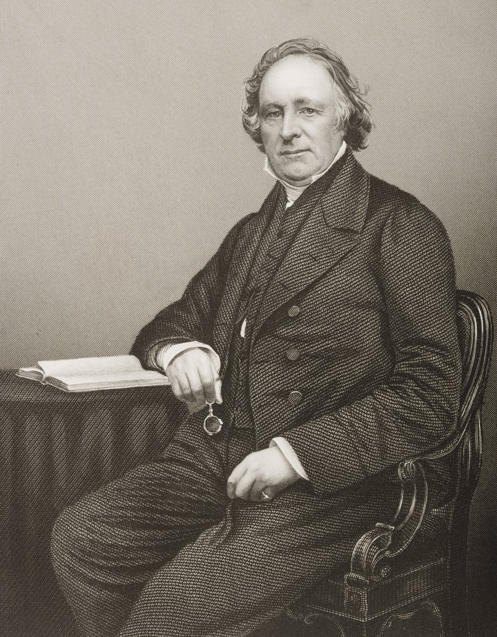 Thomas Binney (1798-1874) gravado por DJ Pound a partir de uma fotografia, de &39;A Sala de Estar de Personagens Eminentes, Volume 2&39;, publicada em Londres, 1860 de John Jabez Edwin Paisley Mayall