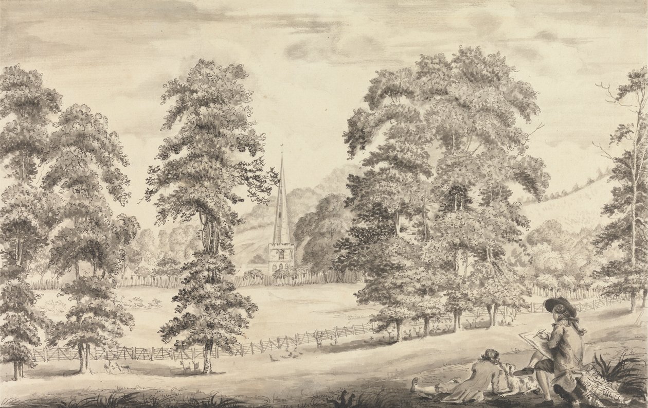 Paisagem com Espiro da Igreja de Ledbury de John James Barralet