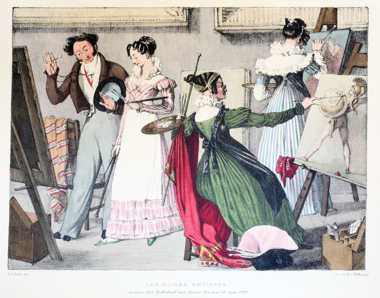 Les Dames Artistes, publicado por Rodwell e Martin, 1820 de John James Chalon