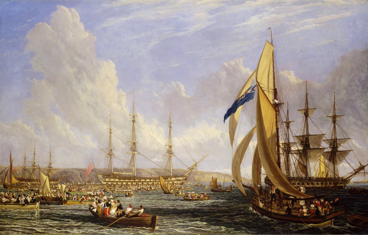 Cena marítima em frente a Plymouth (Inglaterra), em agosto de 1815. Óleo sobre tela de John James Chalon
