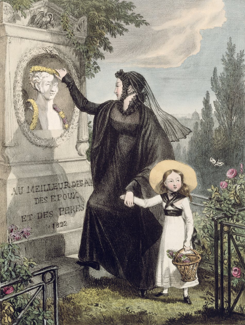 O cemitério de Pere Lachaise, impresso pelo bar Charles Joseph Hullmandel (1789-1850). 1822 (gravura a cores) de John James Chalon