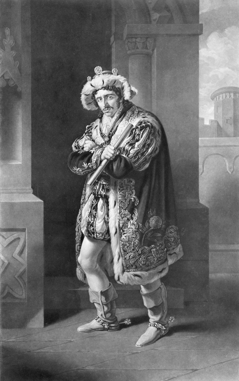 Edmund Kean em Richard o terceiro, ato IV, cena IV, por William Shakespeare (1564-1616) gravado por C. Turnerby de John James Halls