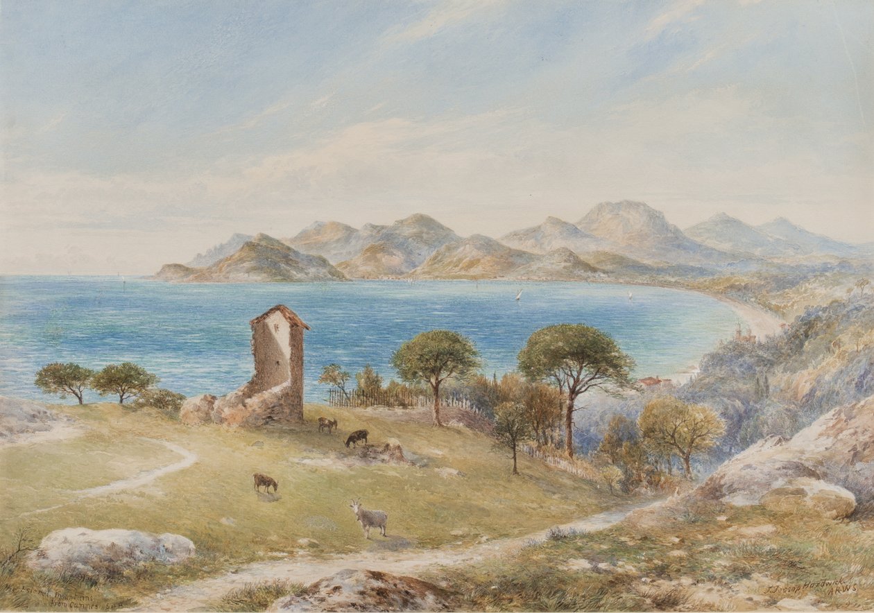 Vista das montanhas Esterelles de Cannes (wc no papel) de John Jessop Hardwick