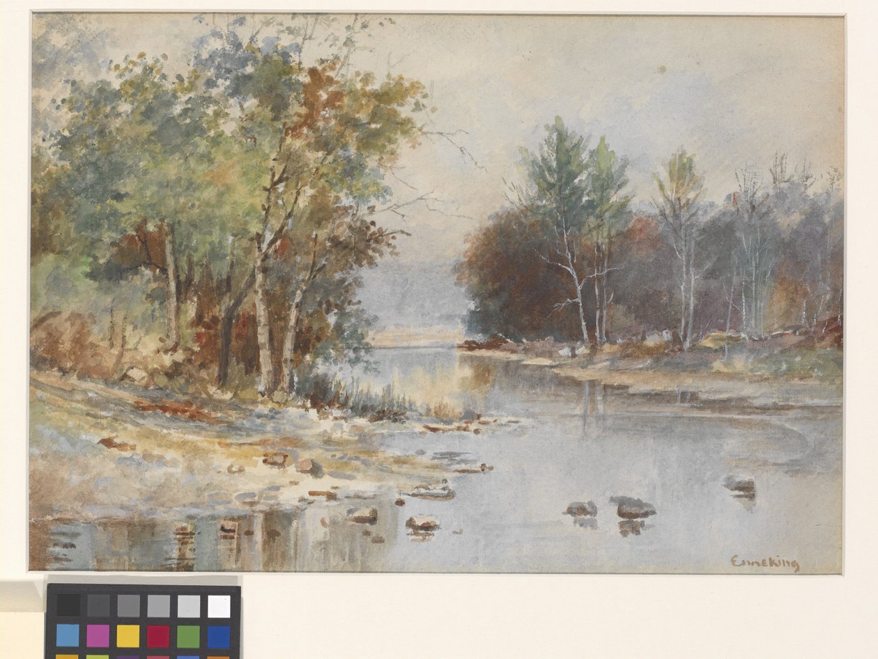 Sem título (Stream In Autumn) (aguarela sobre papel de aguarela branco de prensa a frio) de John Joseph Enneking