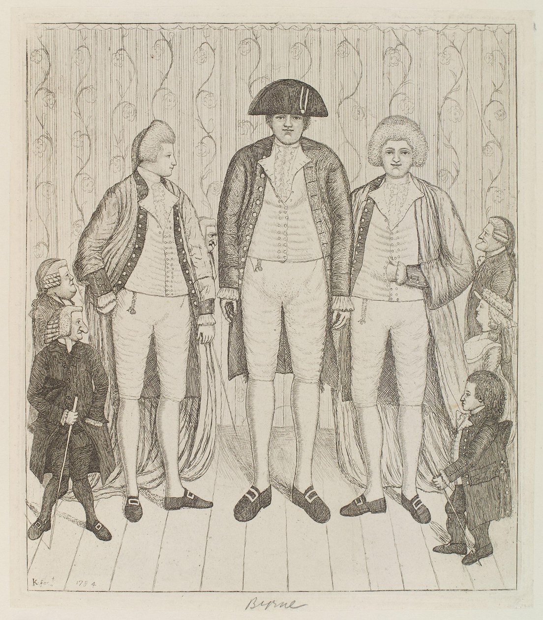 Charles Byrne; James Burnett, Lord Monboddo; William Richardson; John Bell; Baillie Kyd por John Kay de John Kay