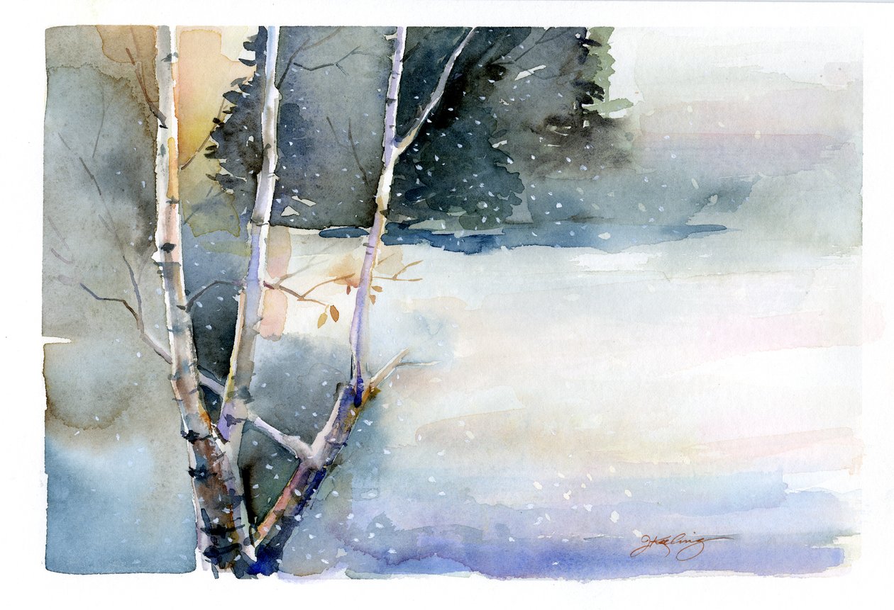 Bétula no inverno de 2015, (aquarela) de John Keeling