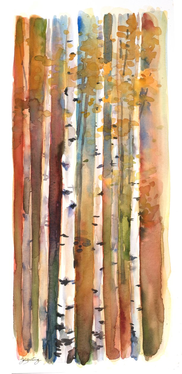 Vidoeiros no outono de 2013, (aquarela) de John Keeling
