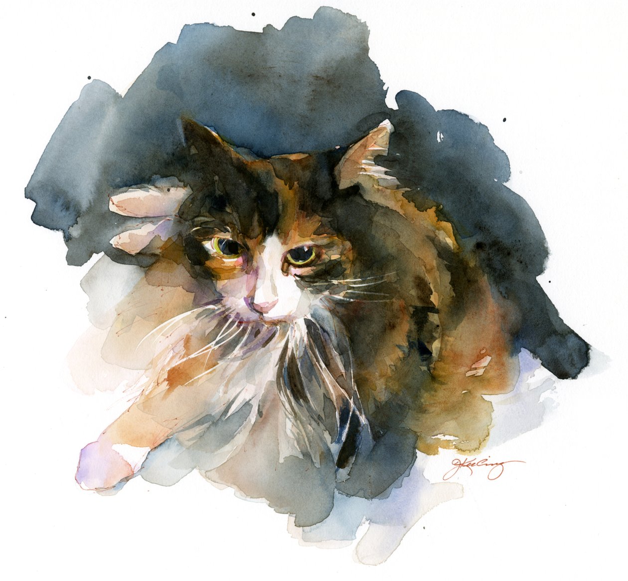 Gato de chita, 2015, (aquarela) de John Keeling