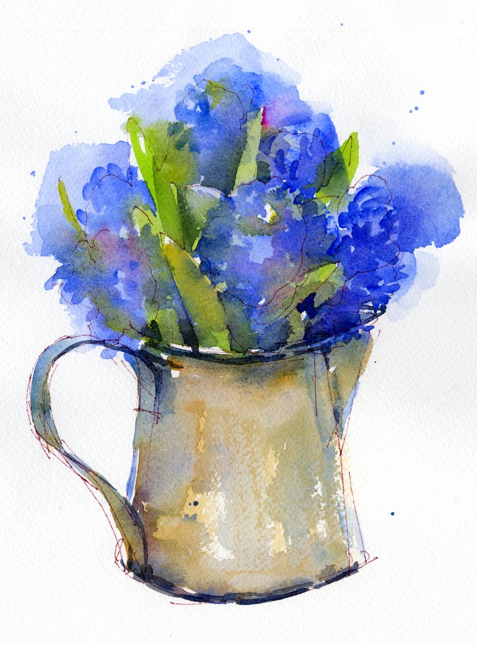 Jacinto no jarro, 2014, (aquarela) de John Keeling