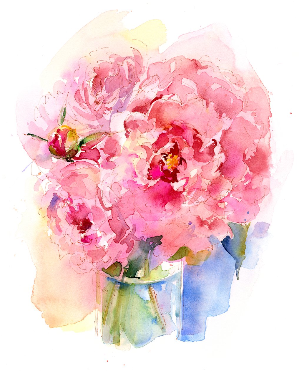 Buquê de peônia, 2016, (aquarela) de John Keeling