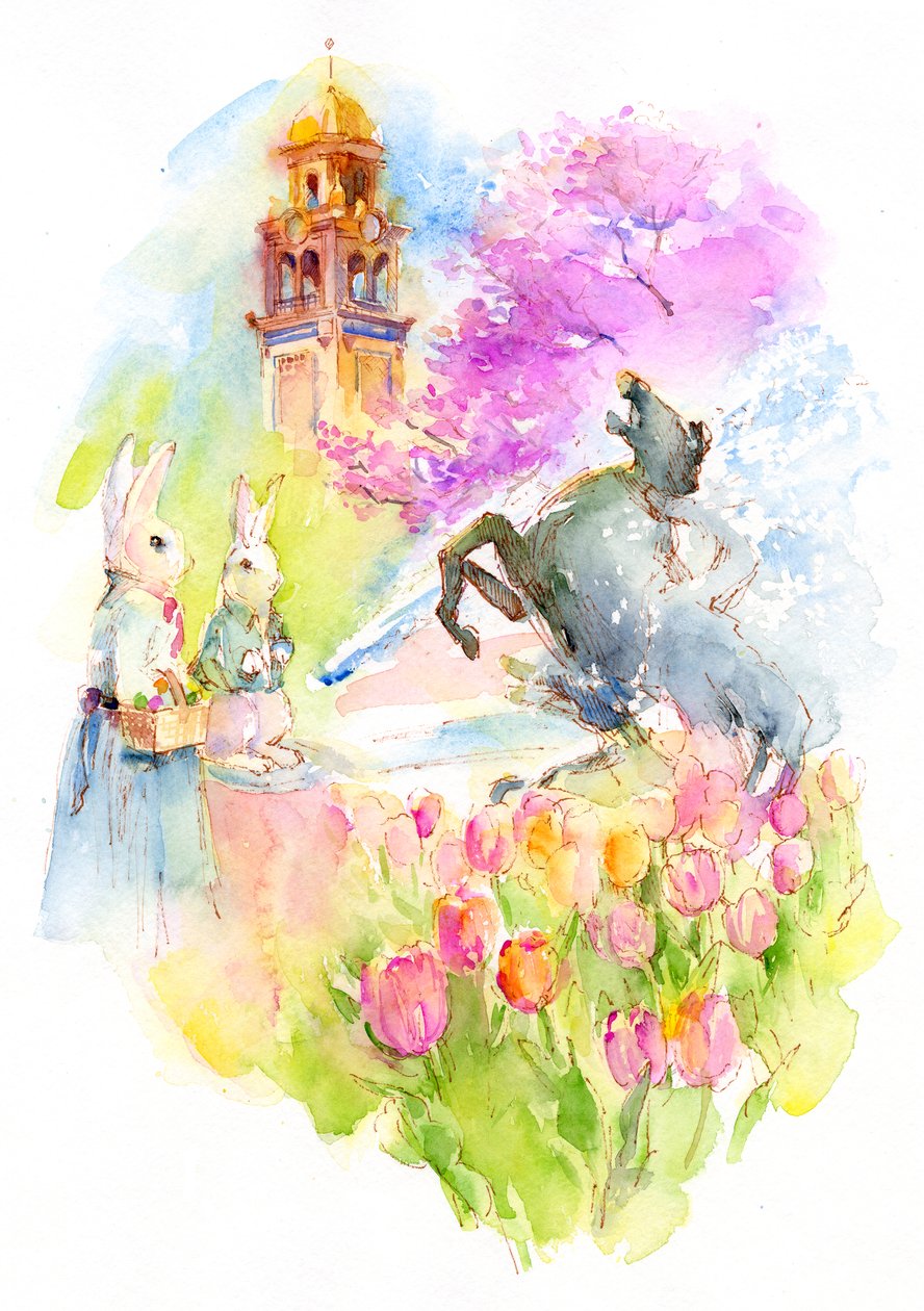 Plaza na Páscoa, 2016, (aquarela) de John Keeling