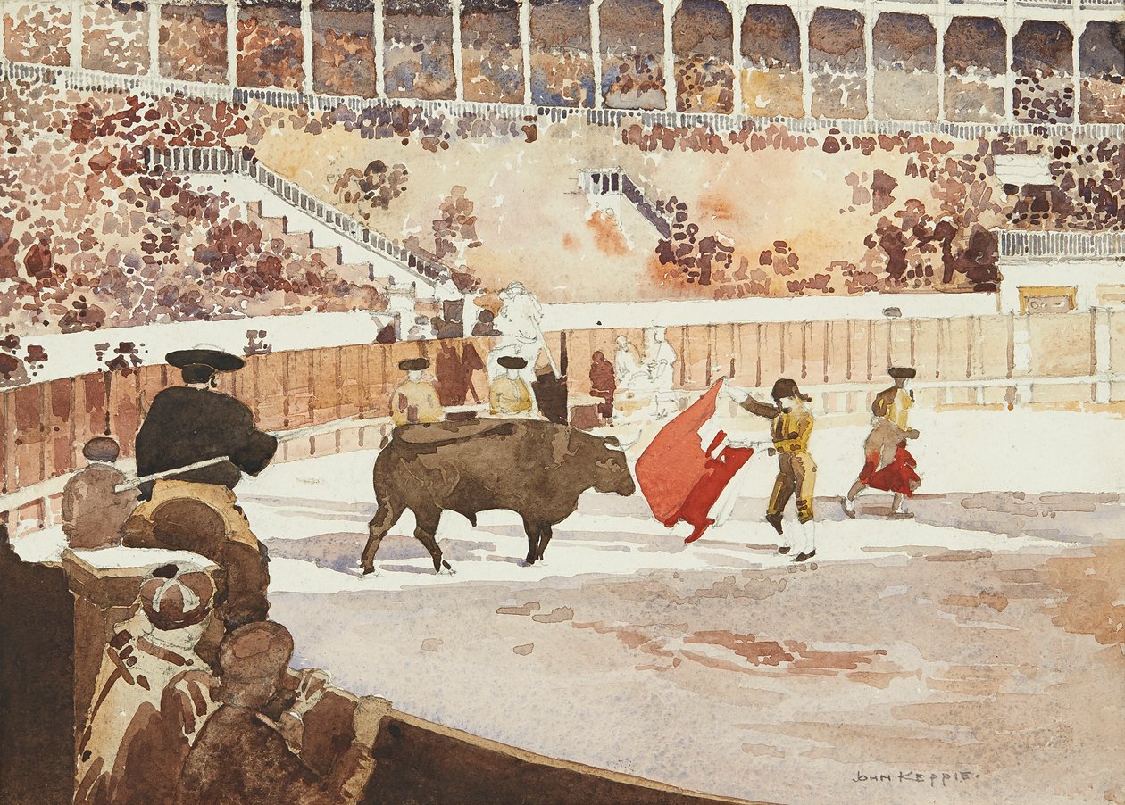 A luta de touros (aquarela) de John Keppie