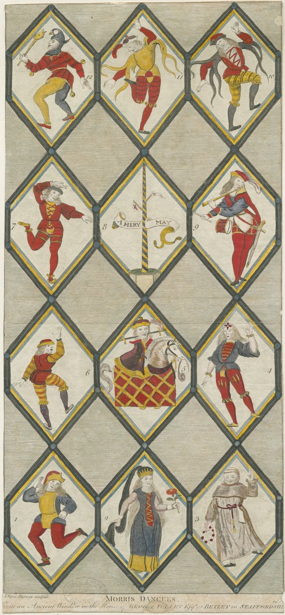 Betley Glass Window - Morris Dancers: engraving, nd [1751-1790] (impressão) de John Keyse Sherwin