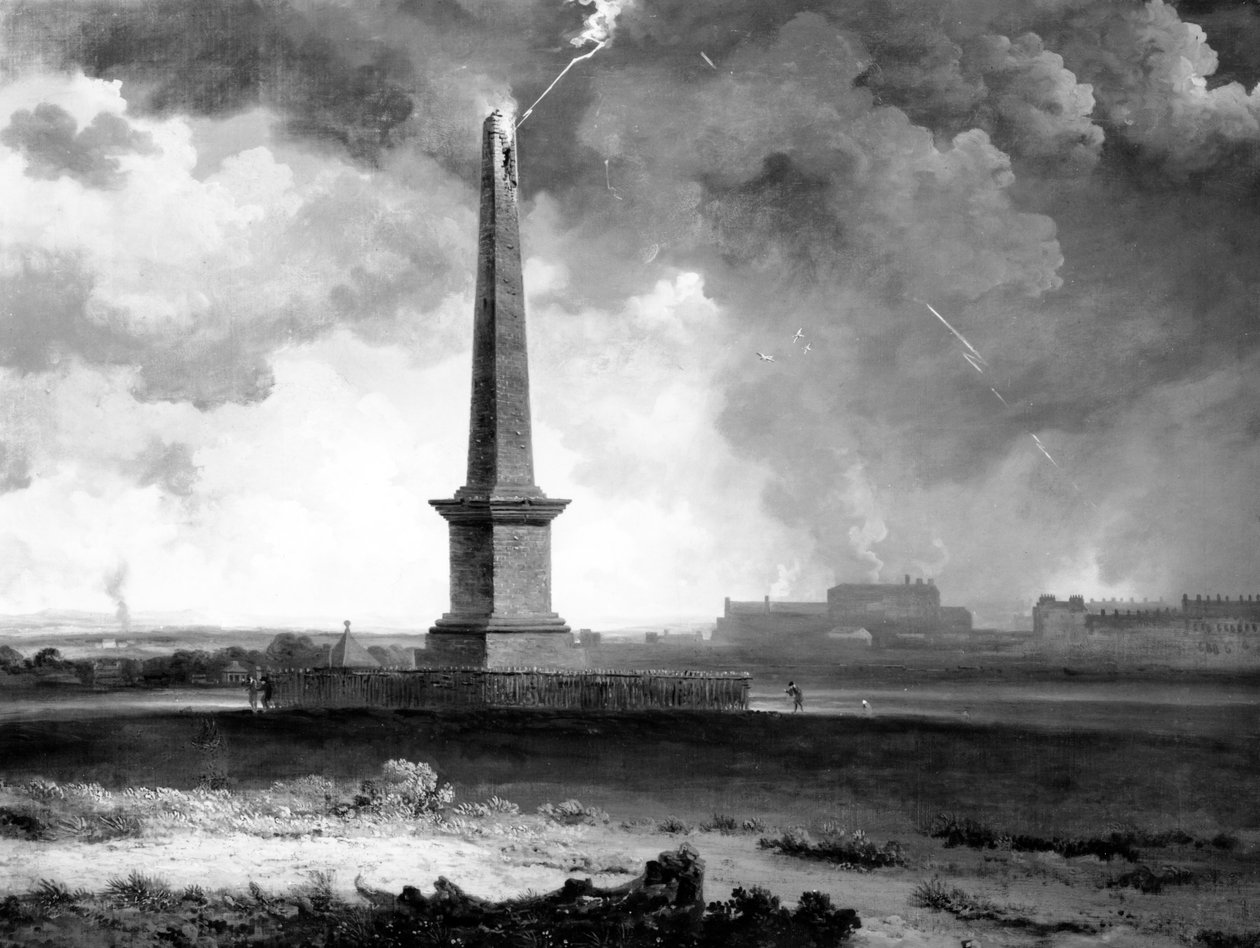 Monumento de Nelson atingido por relâmpago, c.1810 de John Knox