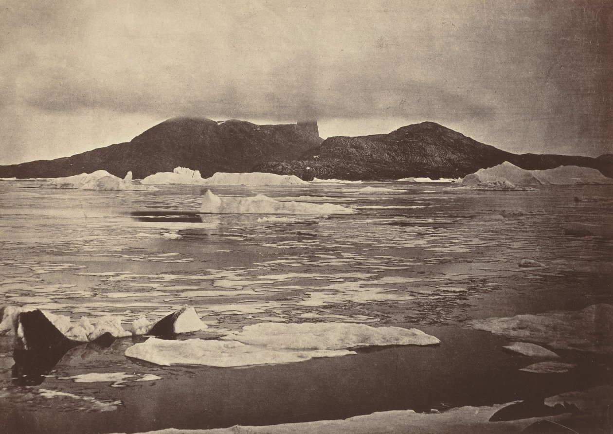 As Regiões do Ártico: No. 92.* O Polegar do Diabo parcialmente envolto em um nevoeiro..., 1869 de John L Dunmore