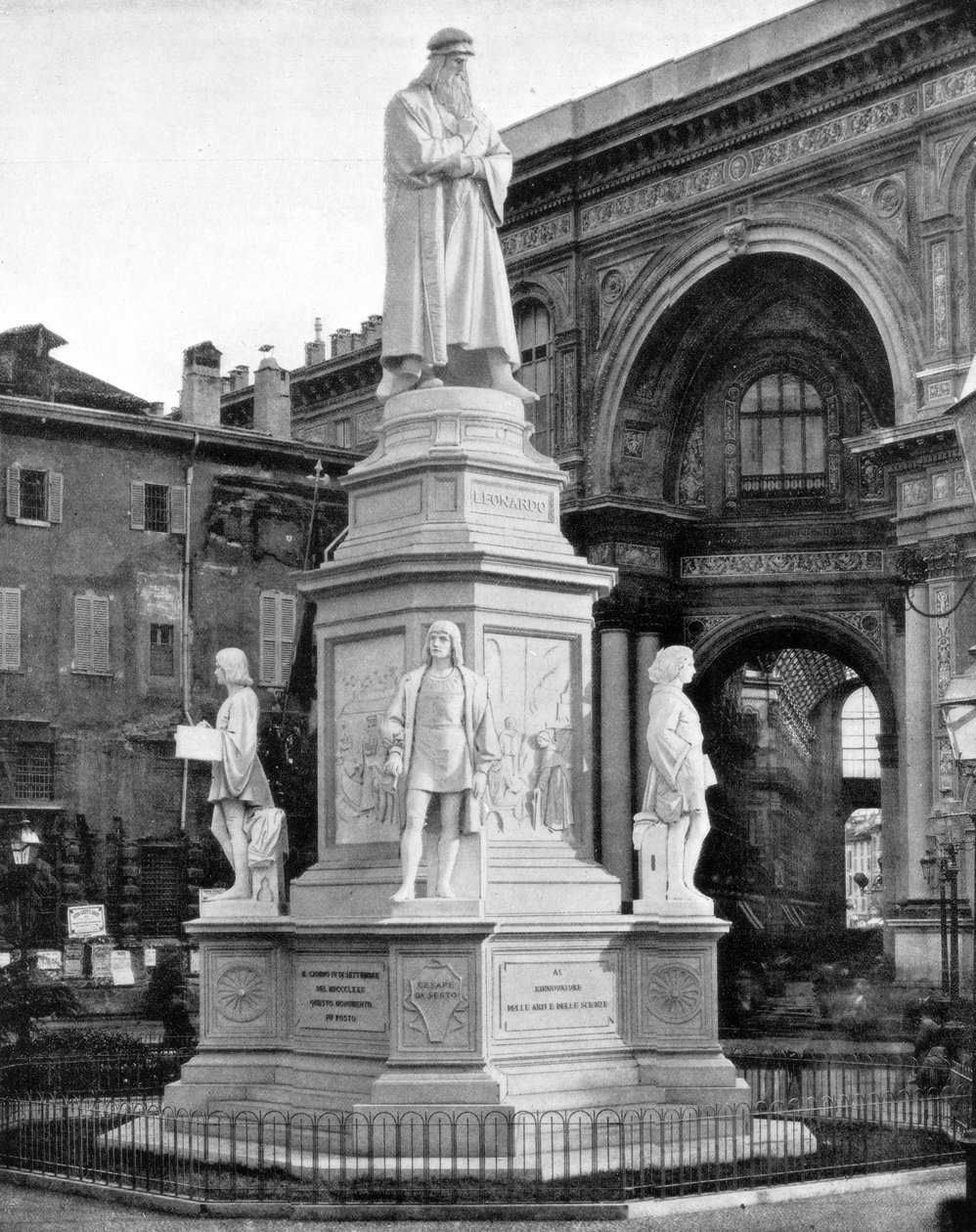 Estátua de Leonardo da Vinci, Milão, Itália, final do século XIX. de John L. Stoddard