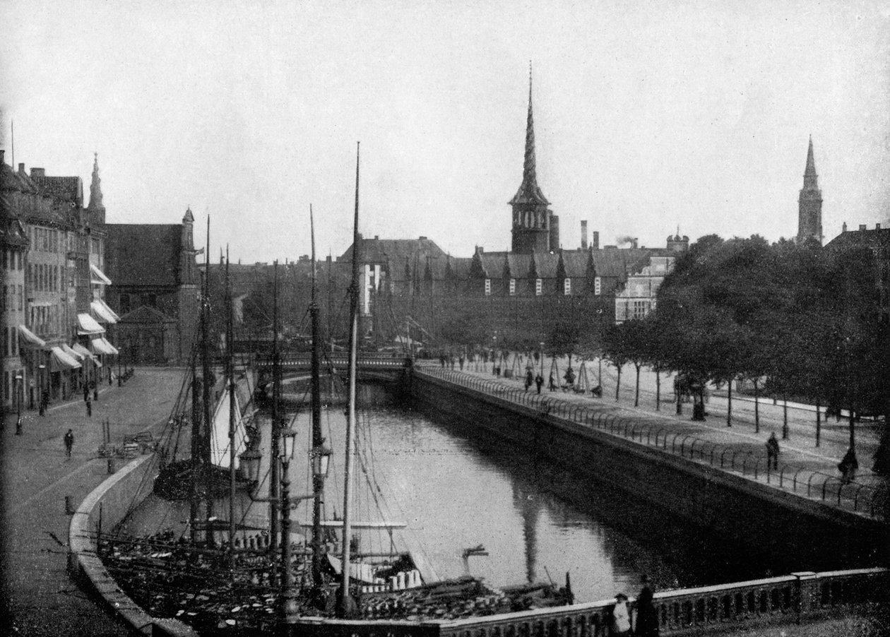 Cena de rua em Copenhague, Dinamarca, 1893. de John L. Stoddard