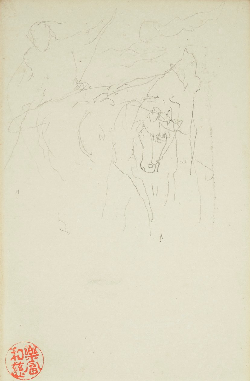 Aquiles e Xanthus, dos fólios #849 e #860 de La Farge, um dos 42 desenhos de John La Farge