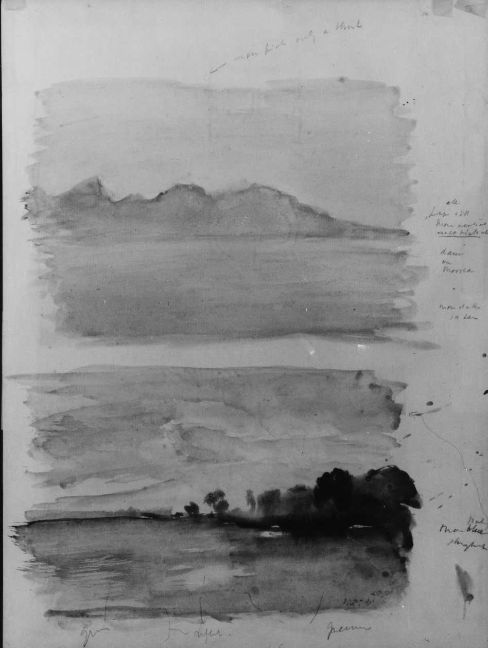 Duplo Estudo de Dawn, Moorea Seen across the Water, Tahiti, 1891. de John La Farge