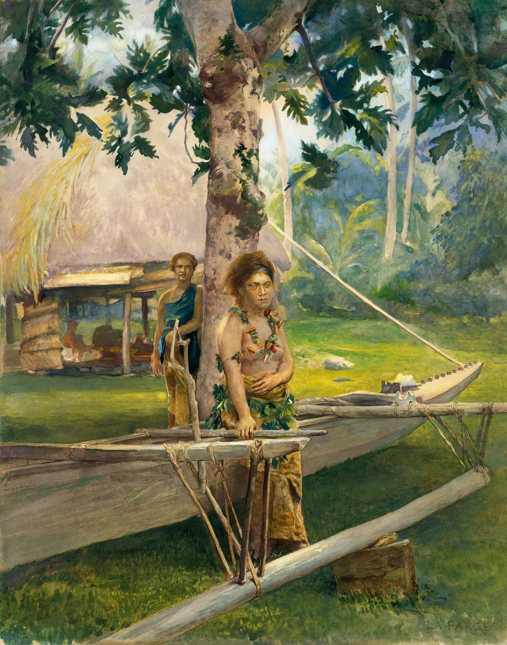 Retrato de Faase, o Taupo, ou Virgem Oficial, da Baía de Fagaloa, e Her Duenna, Samoa, 1891 . de John La Farge
