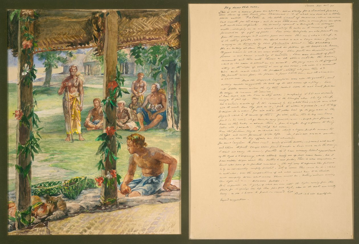 Apresentação de Presentes de Alimentos na Ilha Manono, Samoa de John La Farge