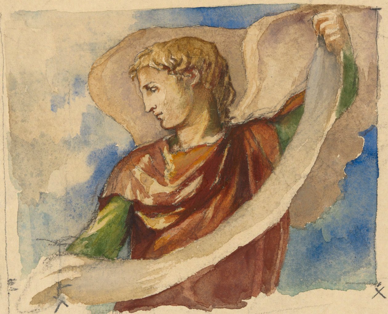 Estudo para Anjo em Decoração da Torre, Igreja da Trindade, Boston de John La Farge