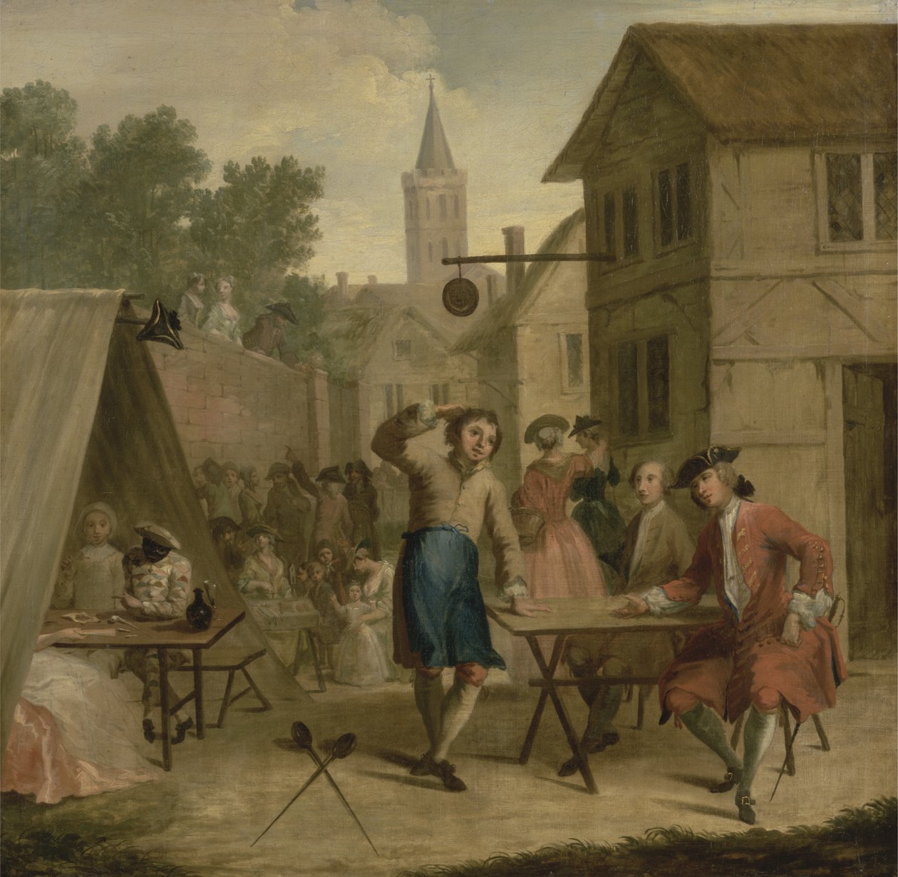 Hob Selling Beer at the Wake, c.1725 (óleo sobre tela) de John Laguerre