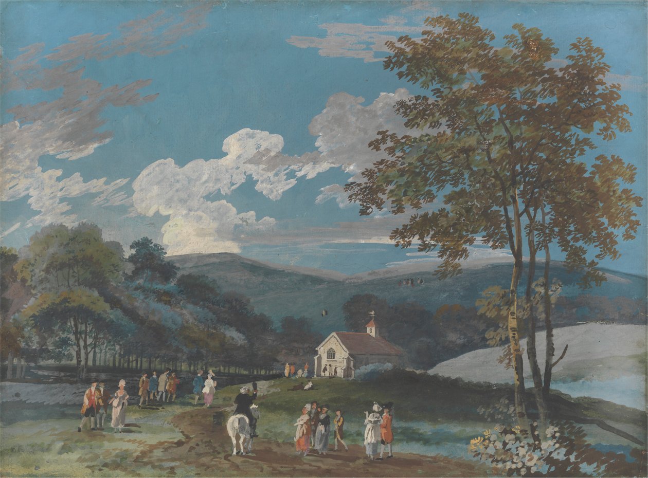 Uma Igreja de campo entre colinas de John Laporte