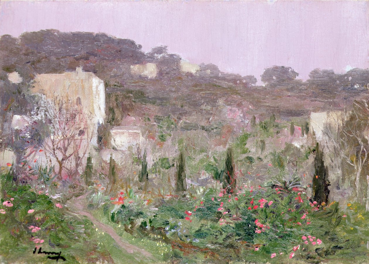 Um jardim no sul da França (óleo sobre tela) de John Lavery