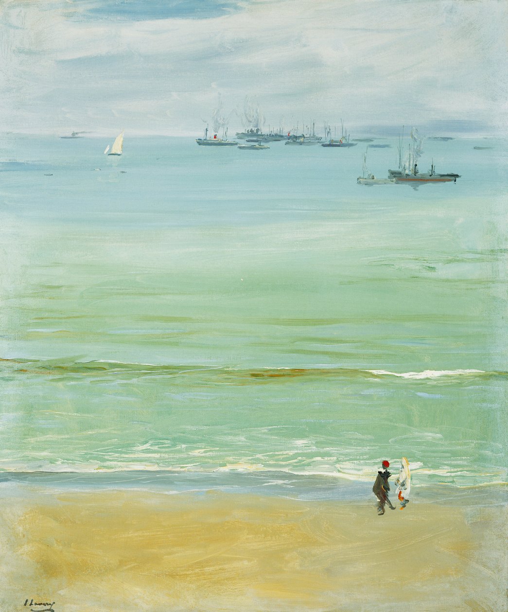 Uma jovem empurrando um bebê em um carrinho de bebê de John Lavery