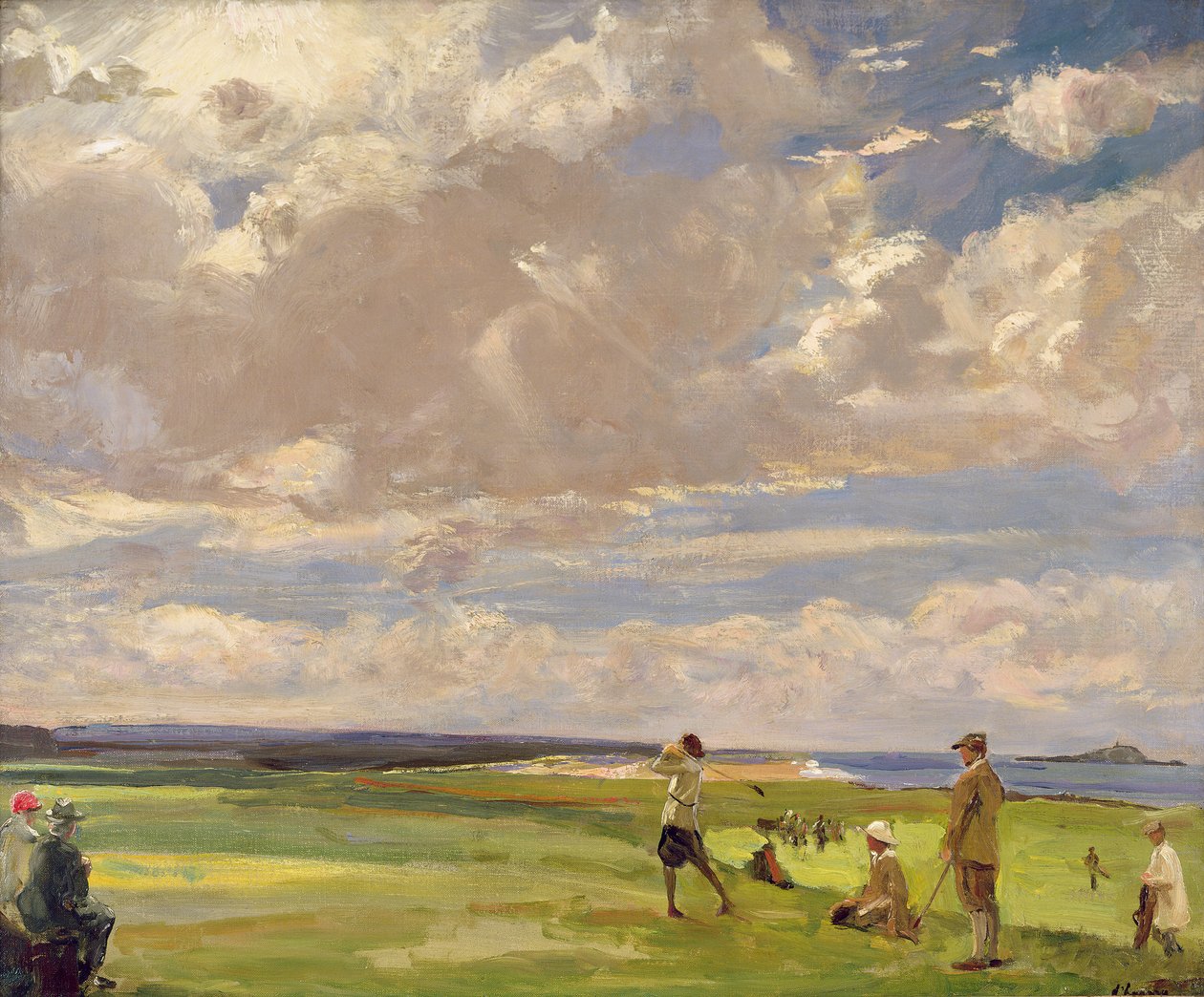 Lady Astor jogando golfe em North Berwick (óleo sobre tela) de John Lavery