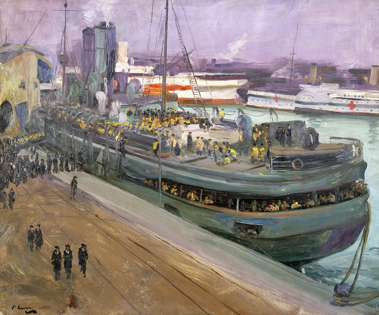 Naval Ratings Embarking, Southampton de John Lavery