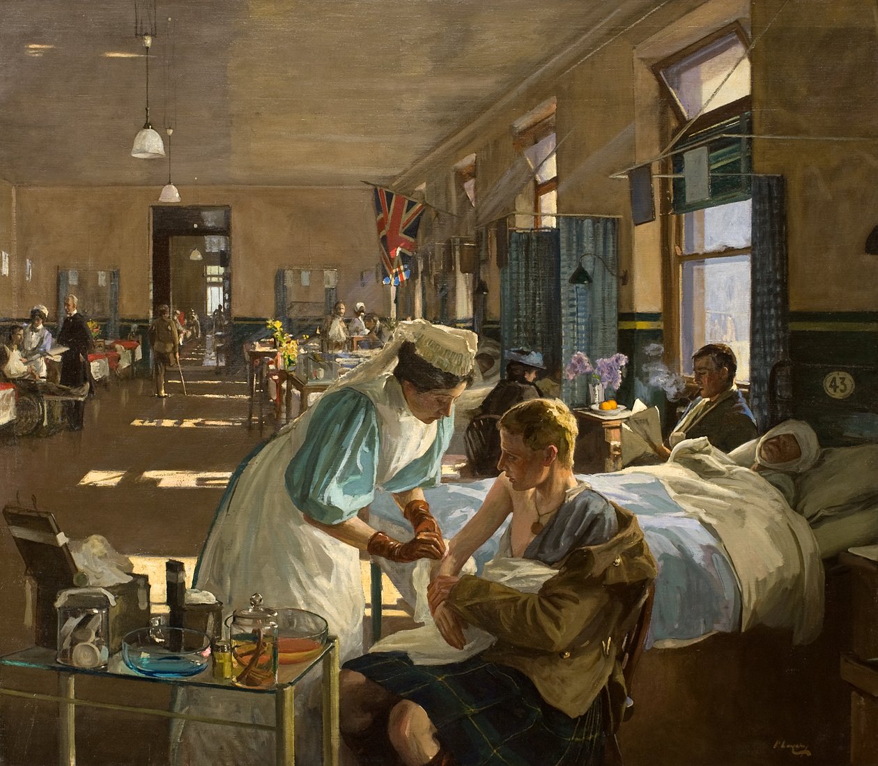 Os primeiros feridos no Hospital de Londres, agosto de 1914 de John Lavery