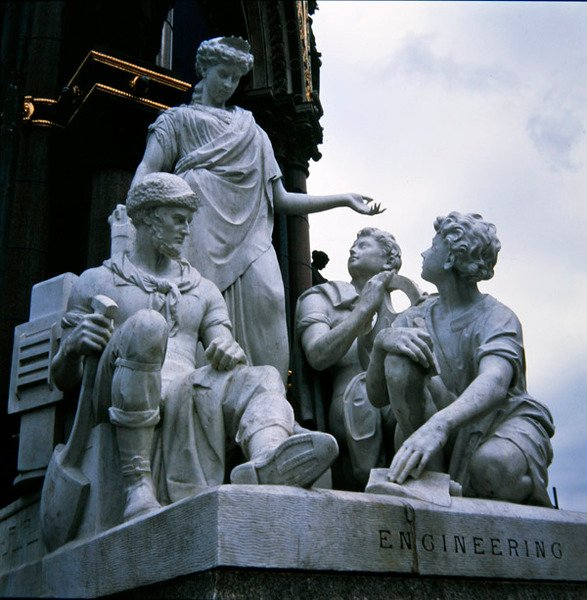 Engenharia, grupo de escultura do Albert Memorial, concluído em 1876 (granito) de John Lawlor