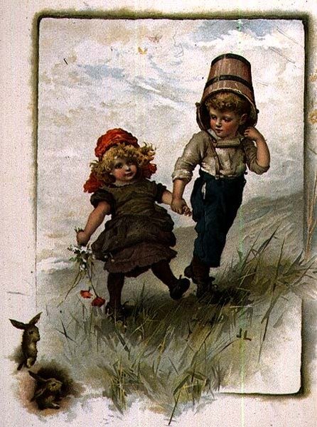 Jack e Jill, de um livro ilustrado de rimas infantis de John Lawson