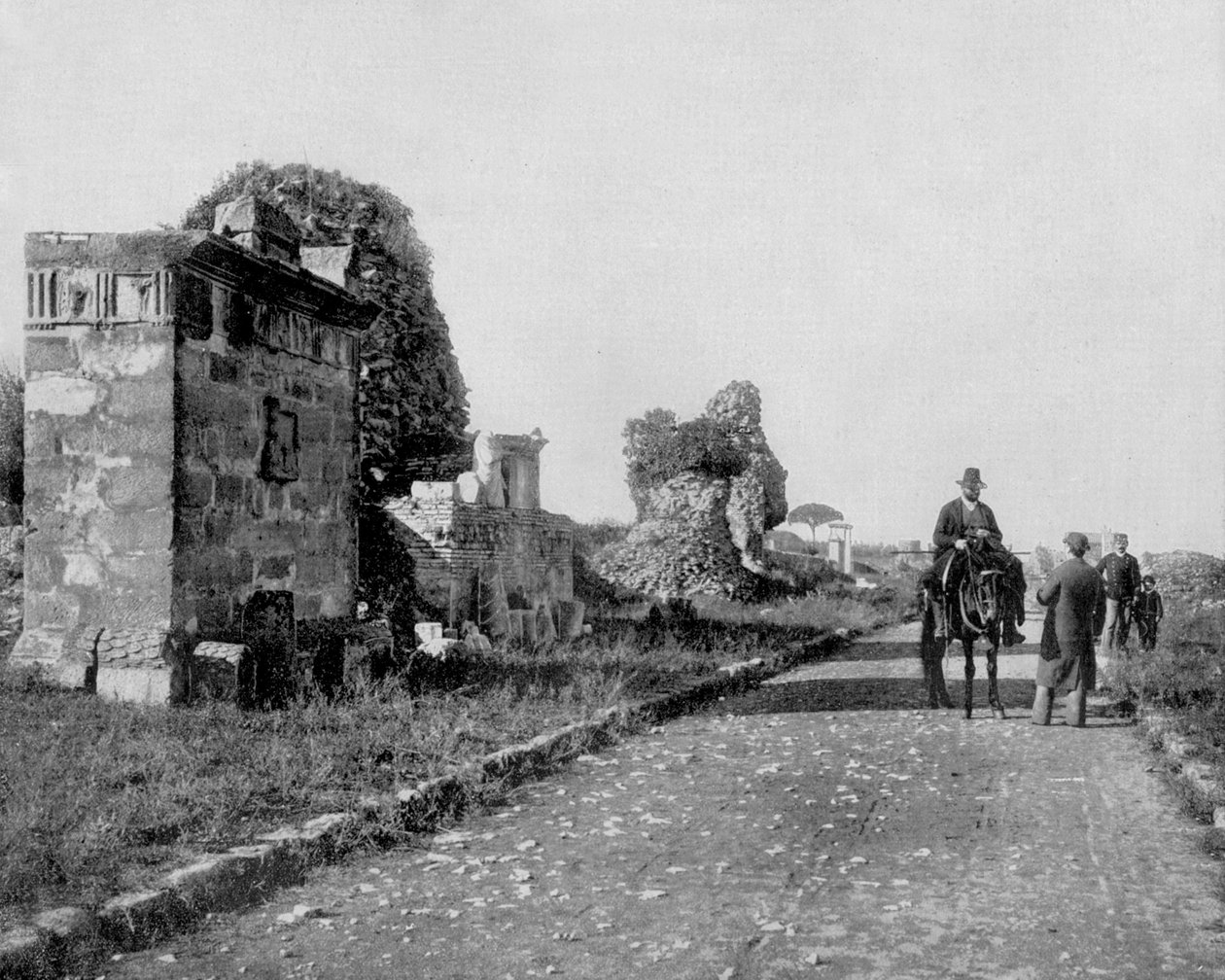 Appia way em Roma (foto a p/b) de John Lawson Stoddard