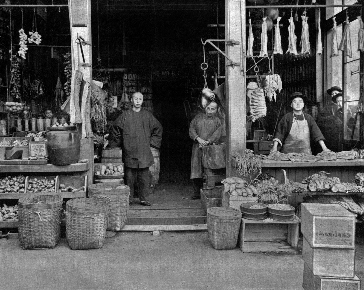Chinatown em São Francisco (foto a p/b) de John Lawson Stoddard