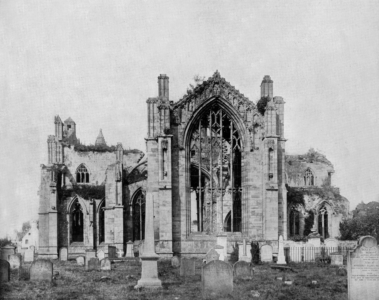 Melrose abbay na Escócia, c. 1890 (foto a p/b) de John Lawson Stoddard