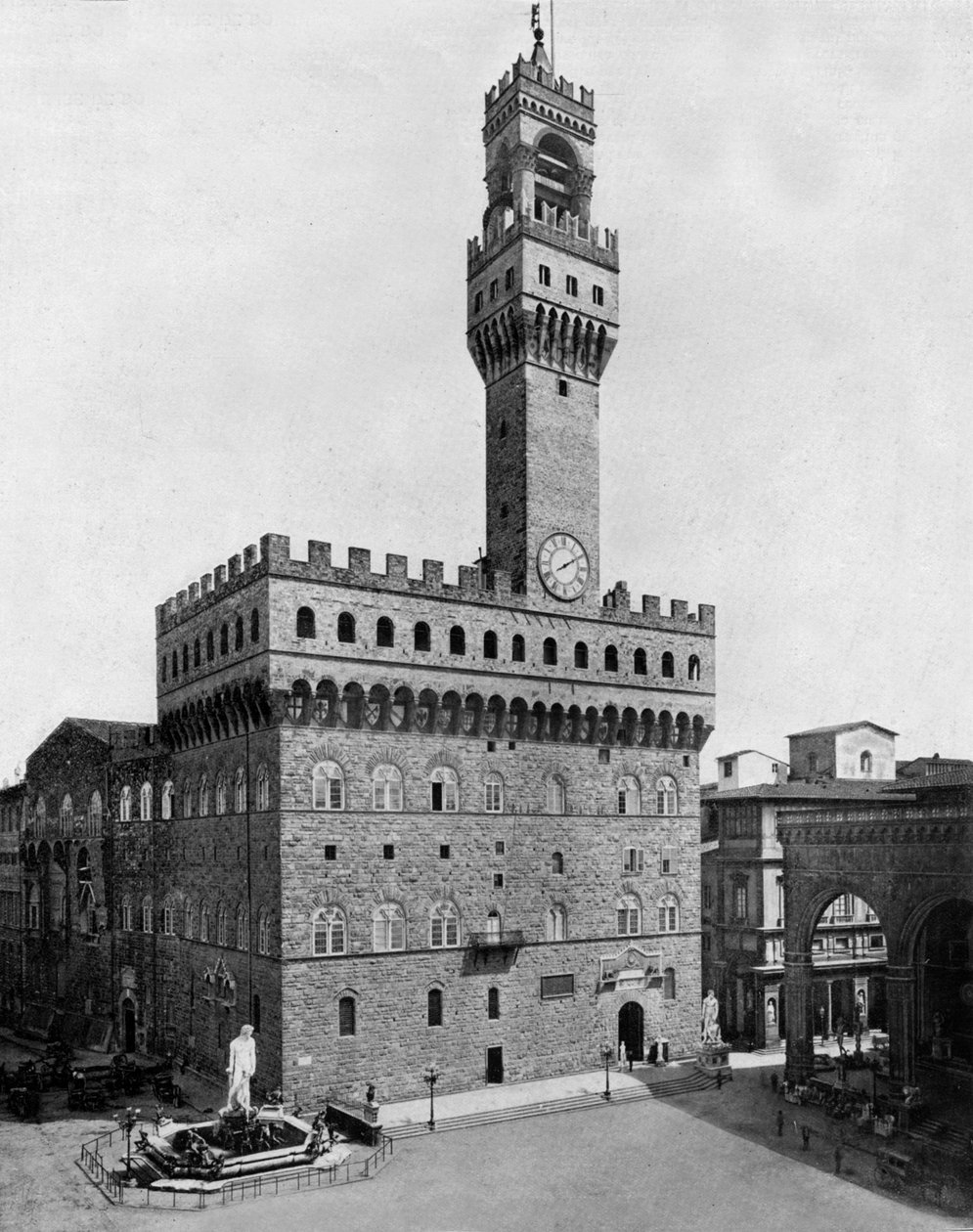 Palazzo Vecchio em Florença (foto a p/b) de John Lawson Stoddard
