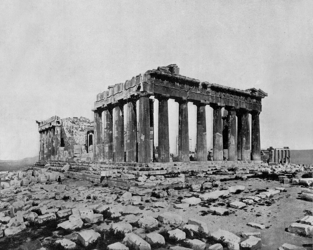 Parthenon of the Acropolis, Atenas (foto a p/b) de John Lawson Stoddard