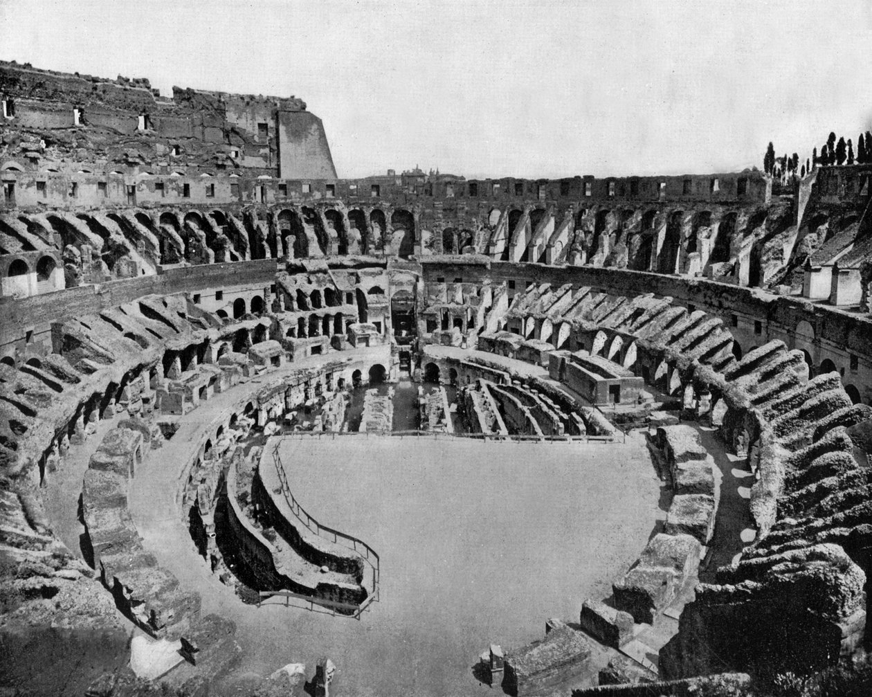 o Coliseu em Roma (aberto em 80 d.C.) (foto a p/b) de John Lawson Stoddard