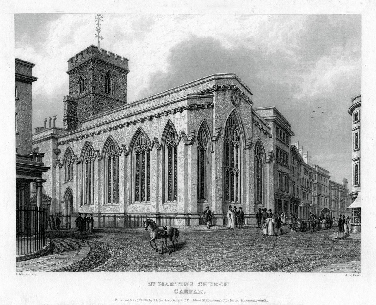 Igreja de St Martins, Carfax, Oxford, 1835. de John Le Keux