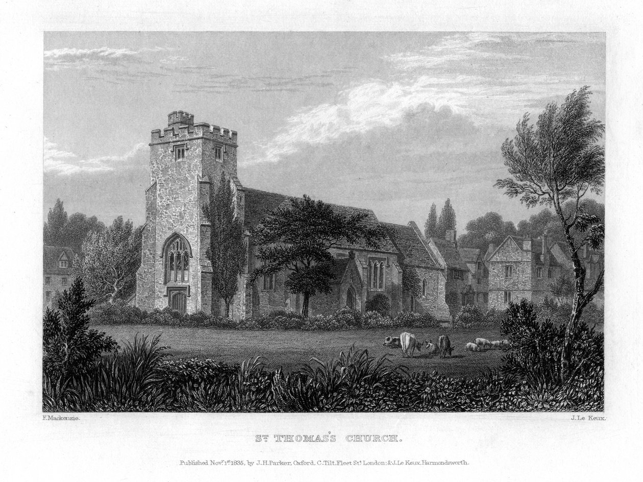 Igreja de St Thomass, Oxford, 1835. de John Le Keux