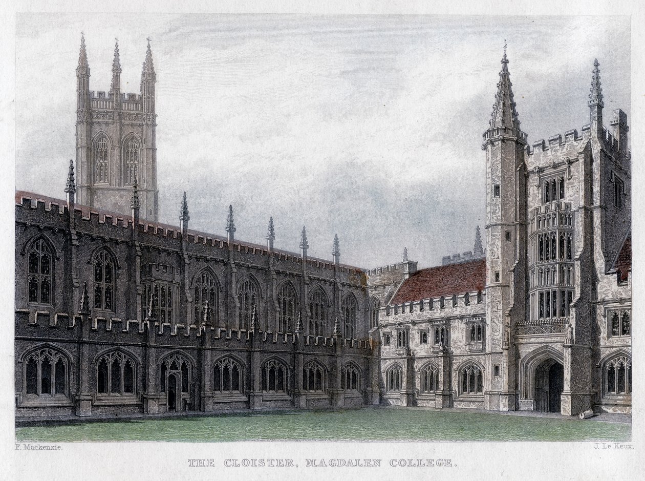 O claustro, Magdalen College, Universidade de Oxford, século XIX. de John Le Keux