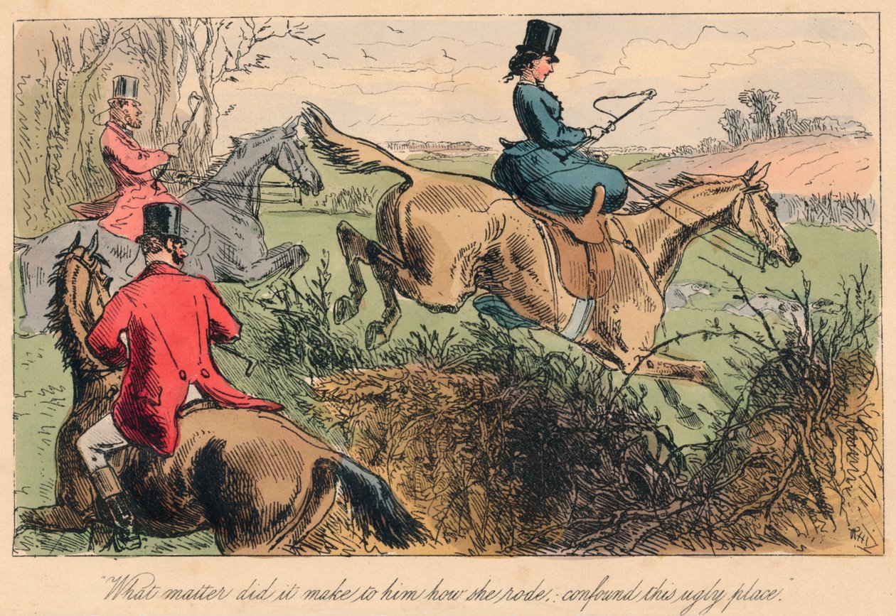 "O que importava para ele como ela cavalgava, confundisse este lugar feio", 1865. Artistas: John Leech, Hablot Knight Browne. de John Leech, Hablot Knight Browne