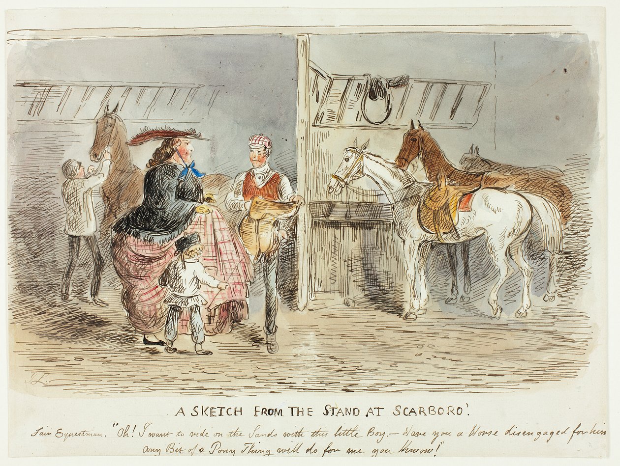 Um esboço do estande em Scarboro de John Leech