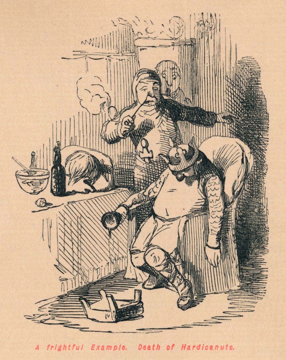 Um exemplo assustador. Morte de Hardicanute, c1860, c1860 de John Leech