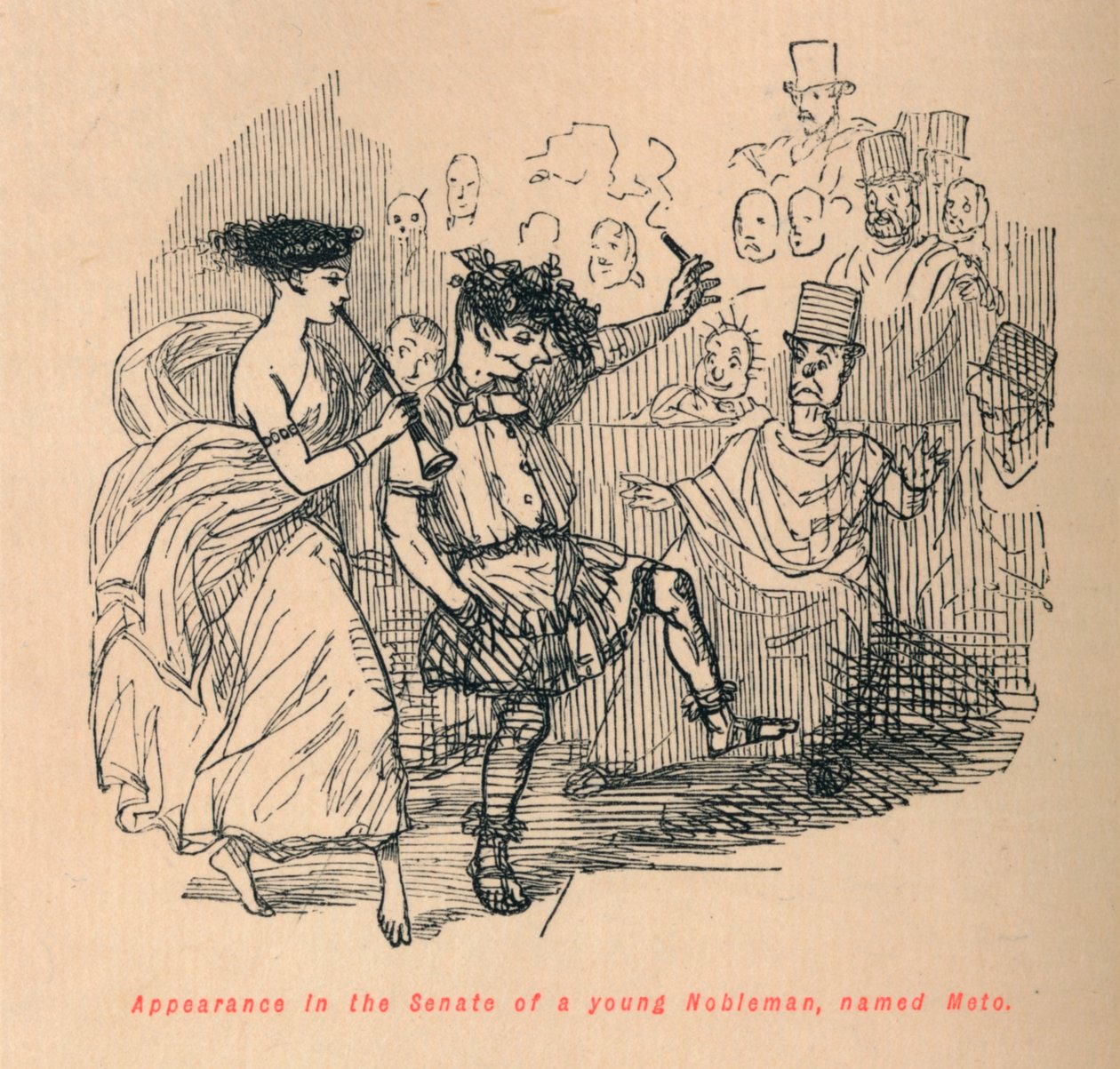 Aparição no Senado de um jovem nobre, chamado Meto, 1852 de John Leech
