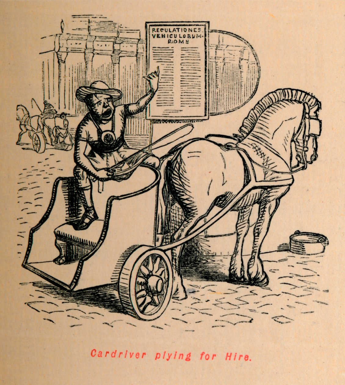 Cardriver atuando em Hire, 1852 de John Leech