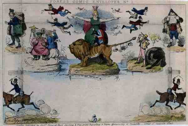 Caricatura do Envelope Mulready, pub. por Messrs Fores de John Leech